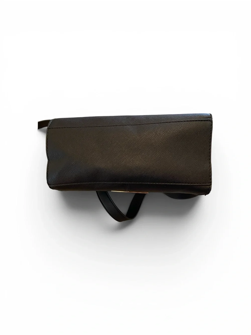 Steve Madden Black Leather Top-Handle Crossbody Bag with Gold Accents - Picture 4 of 15